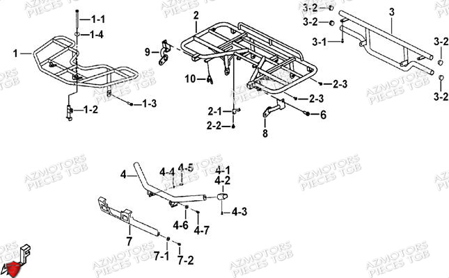 Porte Bagages Acier Pare Chocs Option Face Avant A Led AZMOTORS Pieces TGB BLADE 600 SE EPS (No Serie RFCFTHTBA.. ET RFCFTHTBC.. Type: FTH-HDE ET FTH-JDE)