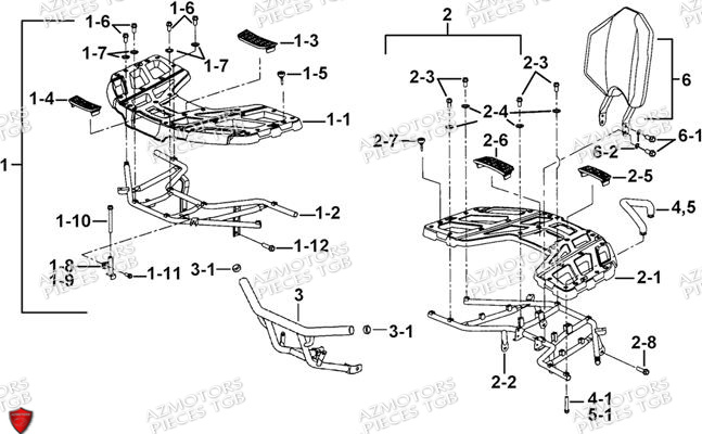 Porte Bagages Plastique Pare Chocs Option AZMOTORS Pieces TGB BLADE 600 SE EPS (No Serie RFCFTHTBA.. ET RFCFTHTBC.. Type: FTH-HDE ET FTH-JDE)