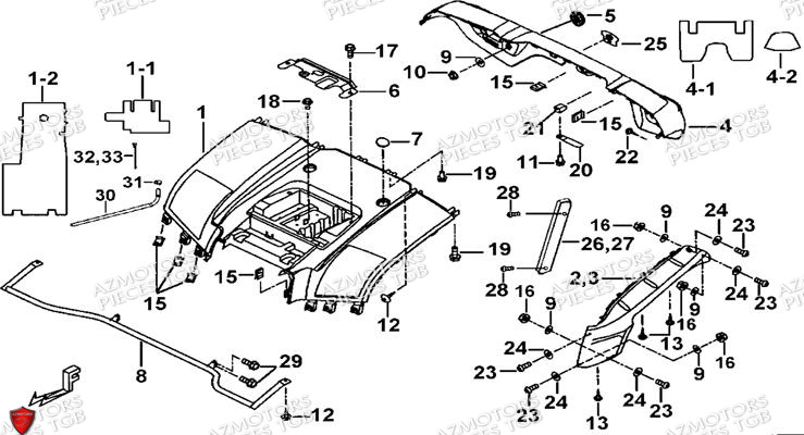Roues Arriere AZMOTORS Pieces TGB BLADE 600 SE EPS (No Serie RFCFTHTBA.. ET RFCFTHTBC.. Type: FTH-HDE ET FTH-JDE)