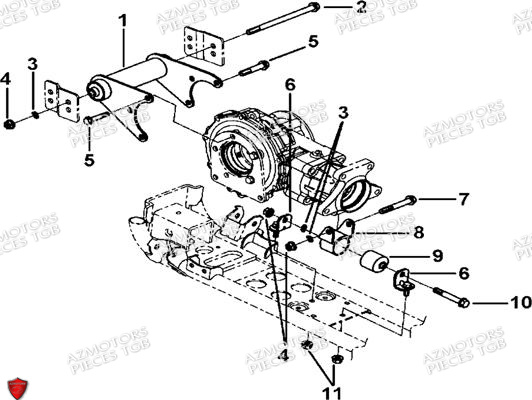 Supports Differentiel Arriere AZMOTORS Pieces TGB BLADE 600 SE EPS (No Serie RFCFTHTBA.. ET RFCFTHTBC.. Type: FTH-HDE ET FTH-JDE)