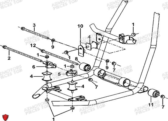 Supports Moteur AZMOTORS Pieces TGB BLADE 600 SE EPS (No Serie RFCFTHTBA.. ET RFCFTHTBC.. Type: FTH-HDE ET FTH-JDE)