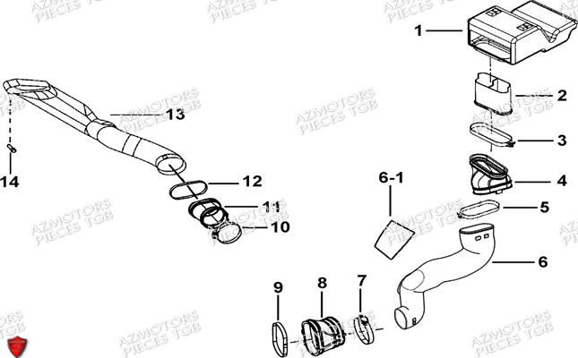 Systeme Admission AZMOTORS Pieces TGB BLADE 600 SE EPS (No Serie RFCFTHTBA.. ET RFCFTHTBC.. Type: FTH-HDE ET FTH-JDE)