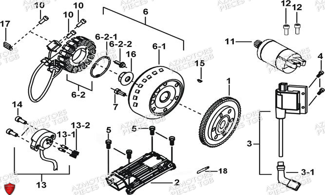 Systeme Electrique 1 AZMOTORS Pieces TGB BLADE 600 SE EPS (No Serie RFCFTHTBA.. ET RFCFTHTBC.. Type: FTH-HDE ET FTH-JDE)