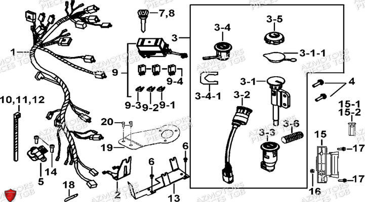 Systeme Electrique 2 AZMOTORS Pieces TGB BLADE 600 SE EPS (No Serie RFCFTHTBA.. ET RFCFTHTBC.. Type: FTH-HDE ET FTH-JDE)