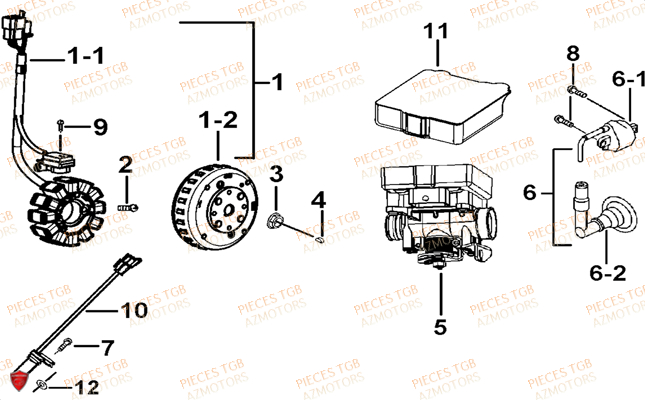 Alternateur TGB Pieces TGB BULLET 50 (No Serie RFCBM145B...Type: BM1-BE)