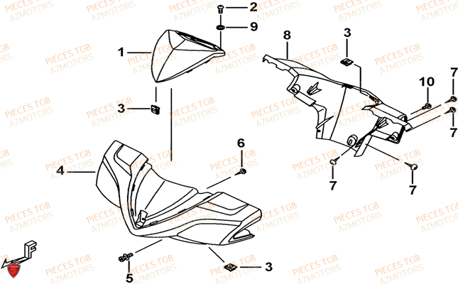 Cache Guidon TGB Pieces TGB BULLET 50 (No Serie RFCBM145B...Type: BM1-BE)