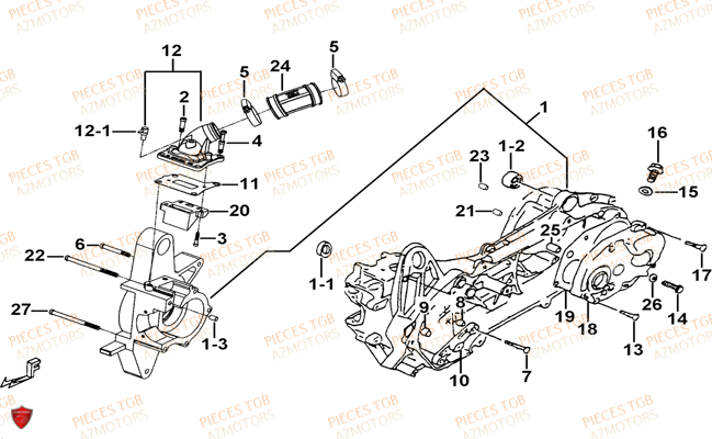 Carter Moteur TGB Pieces TGB BULLET 50 (No Serie RFCBM145B...Type: BM1-BE)