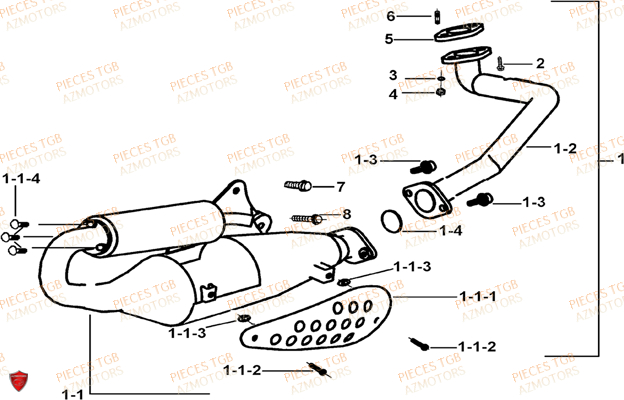Echappement TGB Pieces TGB BULLET 50 (No Serie RFCBM145B...Type: BM1-BE)