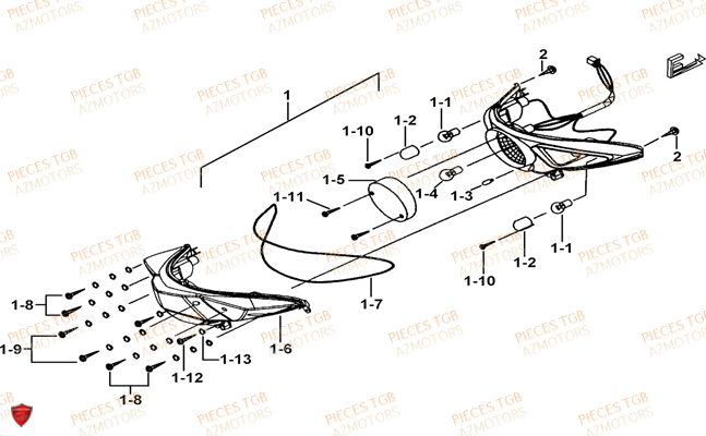 Eclairage Arriere TGB Pieces TGB BULLET 50 (No Serie RFCBM145B...Type: BM1-BE)