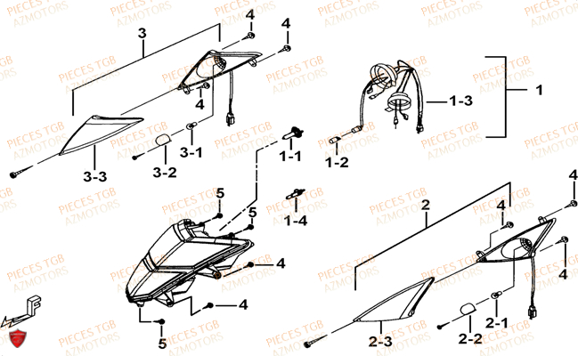 Eclairage Avant TGB Pieces TGB BULLET 50 (No Serie RFCBM145B...Type: BM1-BE)