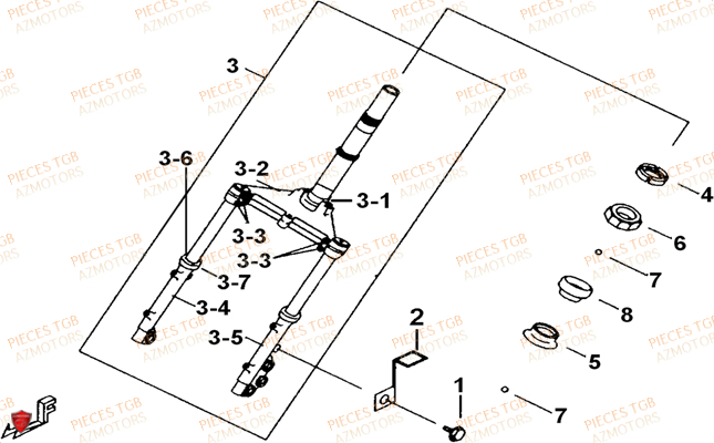 Fourche TGB Pieces TGB BULLET 50 (No Serie RFCBM145B...Type: BM1-BE)