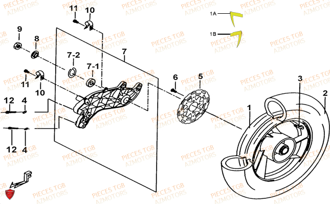 Roue Arriere TGB Pieces TGB BULLET 50 (No Serie RFCBM145B...Type: BM1-BE)