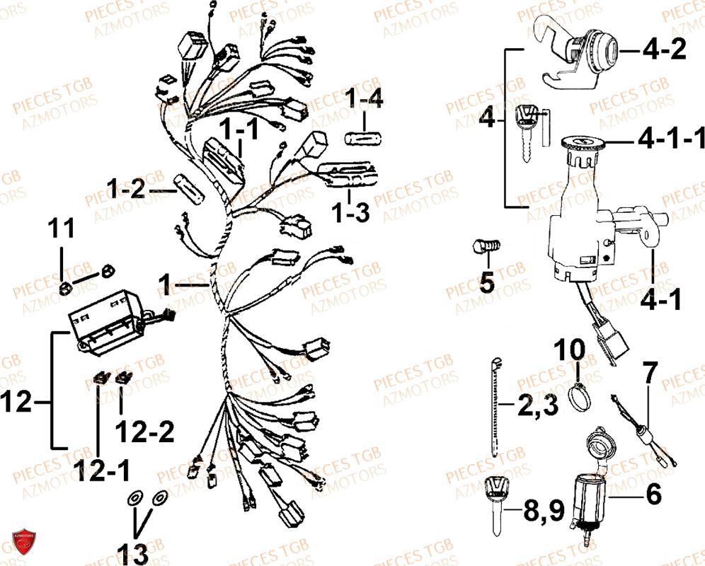 Systeme Electrique 2 TGB Pieces TGB BULLET 50 (No Serie RFCBM145B...Type: BM1-BE)