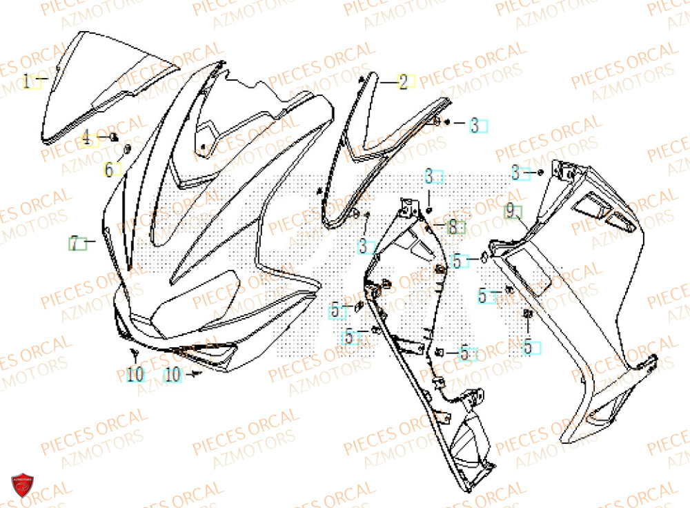 Carenage Avant ORCAL Pièces ORCAL CAVARO 50 4T Euro5+
