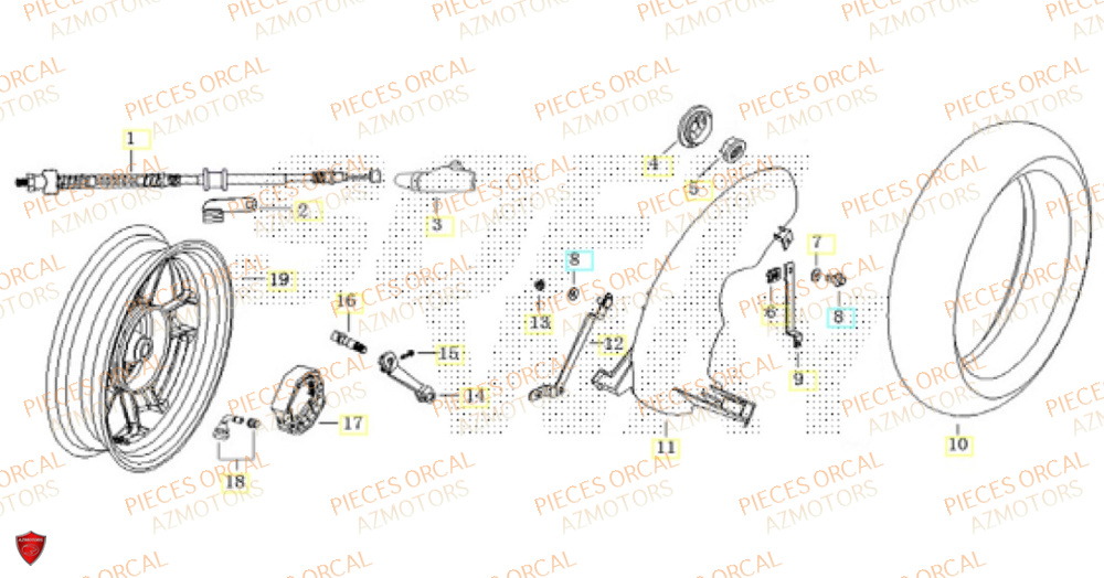 Roue Arriere ORCAL Pièces ORCAL CAVARO 50 4T Euro5+