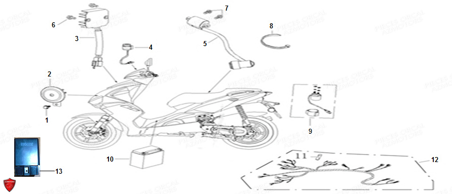 Batterie Regulateur Bobine ORCAL Pièces Orcal CAVARO 50cc 4T Euro4