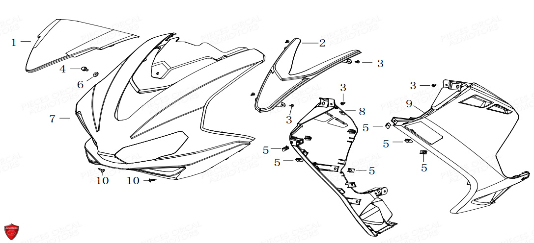 CARENAGES FACE AVANT AZMOTORS CAVARO 50 4T