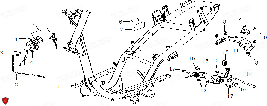 Chassis Cadre ORCAL Pièces Orcal CAVARO 50cc 4T Euro4