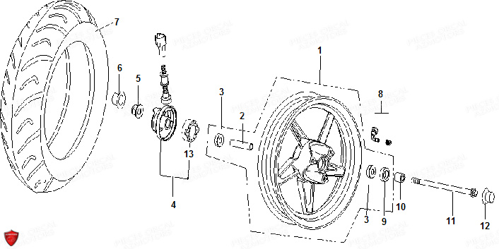 ROUE AVANT AZMOTORS CAVARO 50 4T