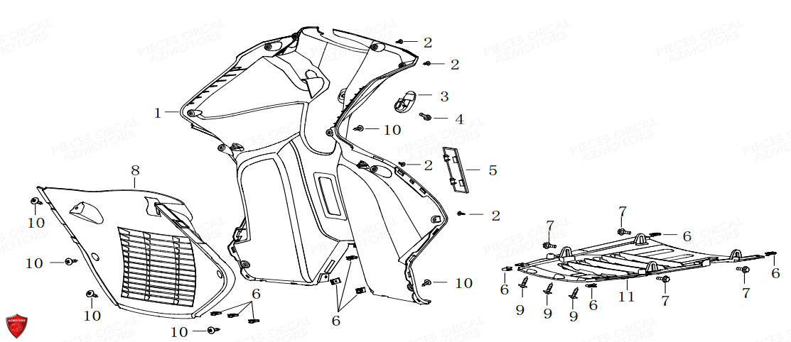 TABLIER AVANT AZMOTORS CAVARO 50 4T