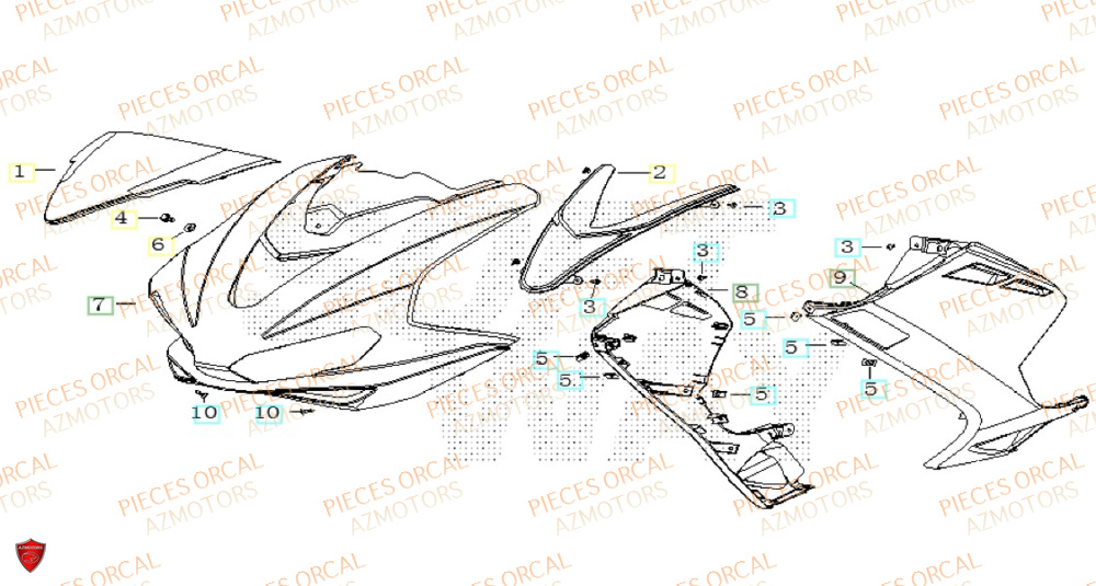 Carenage Avant ORCAL Pièces ORCAL CAVARO 50 4T Euro5 
