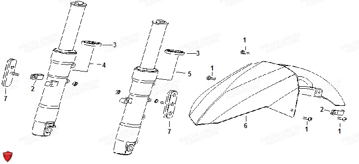 FOURCHE GARDE BOUE AVANT ORCAL CAVARO 50 4T E5