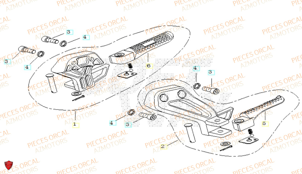 Repose Pied Arriere ORCAL Pièces ORCAL CAVARO 50 4T Euro5 