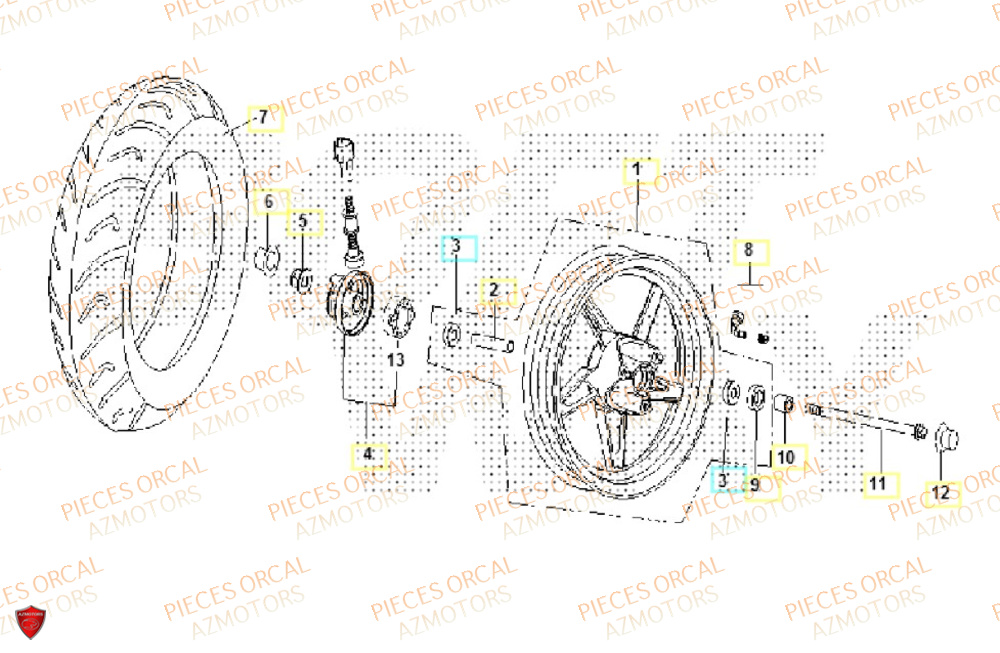 Roue Avant ORCAL Pièces ORCAL CAVARO 50 4T Euro5 