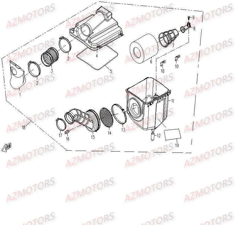 Boite A Air 2 CFMOTO Pièces Origine CFMOTO CF500-2_2A TERRAFOREST