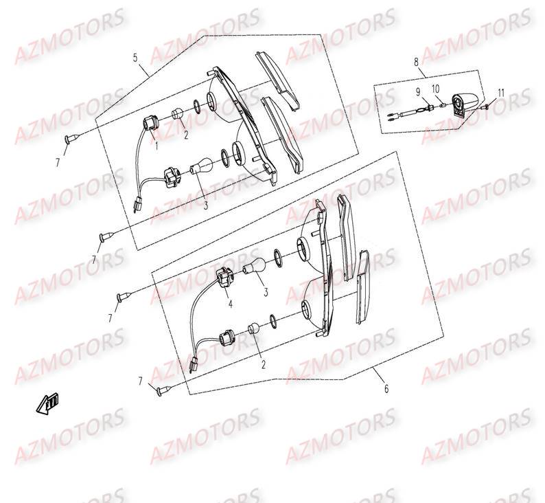 Feux Arriere CFMOTO Pièces Origine CFMOTO CF500-2_2A TERRAFOREST