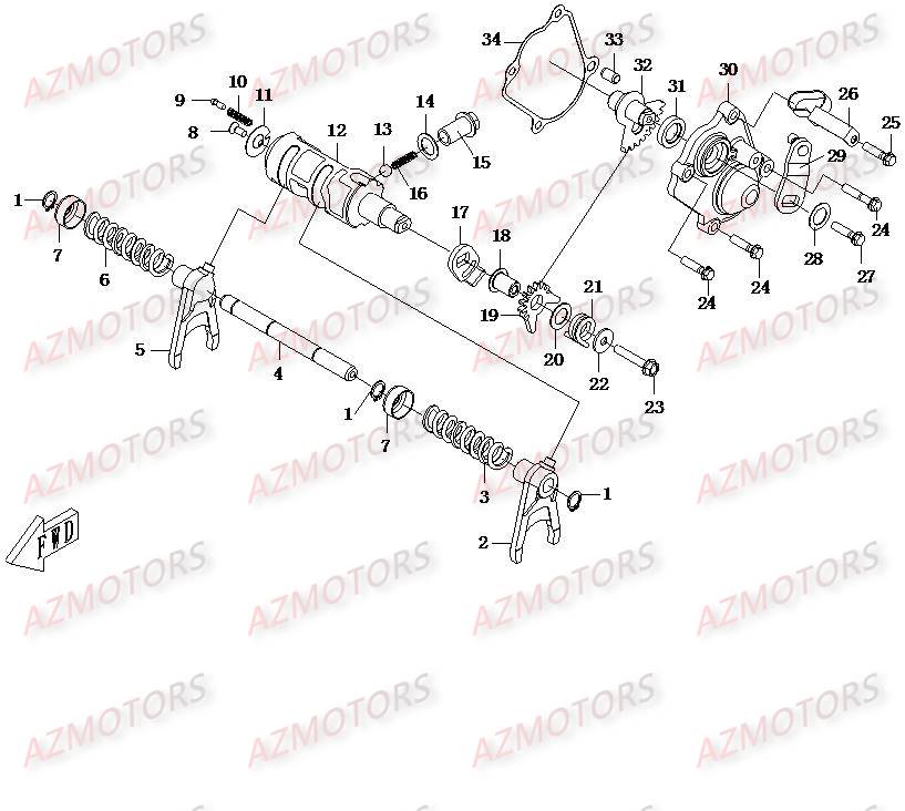 Fourchette Barillet CFMOTO Pièces Origine CFMOTO CF500-2_2A TERRAFOREST