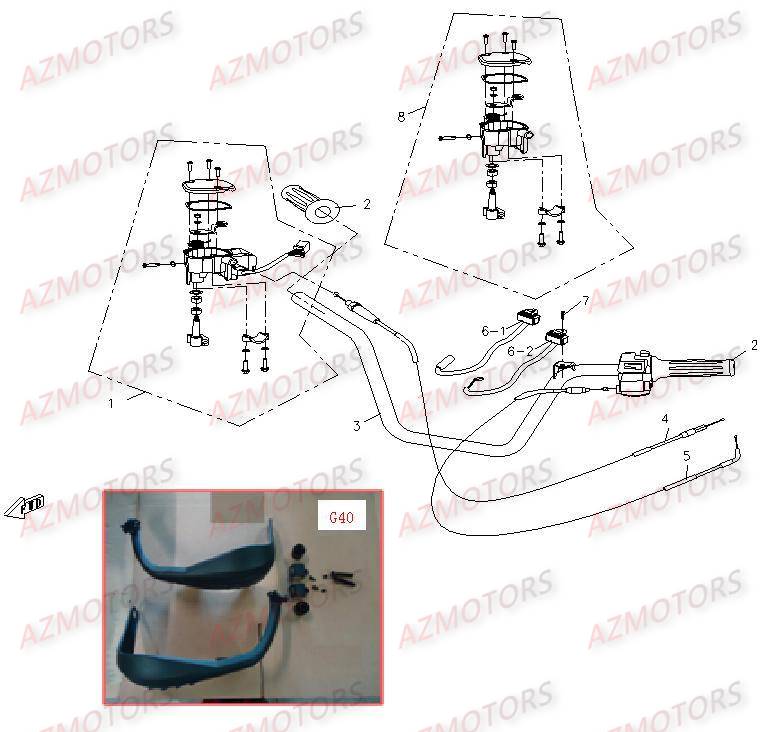 Guidon 2 CFMOTO Pièces Origine CFMOTO CF500-2_2A TERRAFOREST