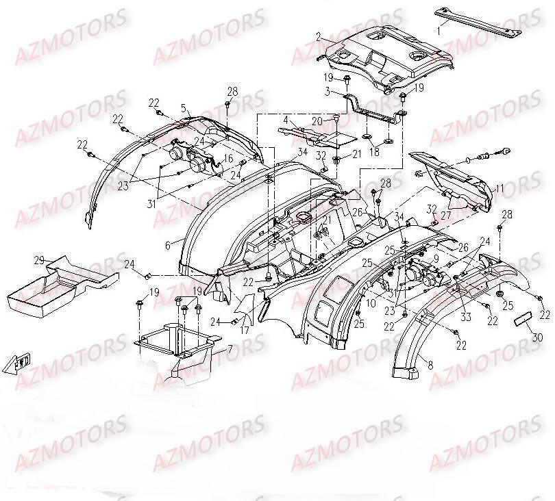 Habillage Arriere CFMOTO Pièces Origine CFMOTO CF500-2_2A TERRAFOREST