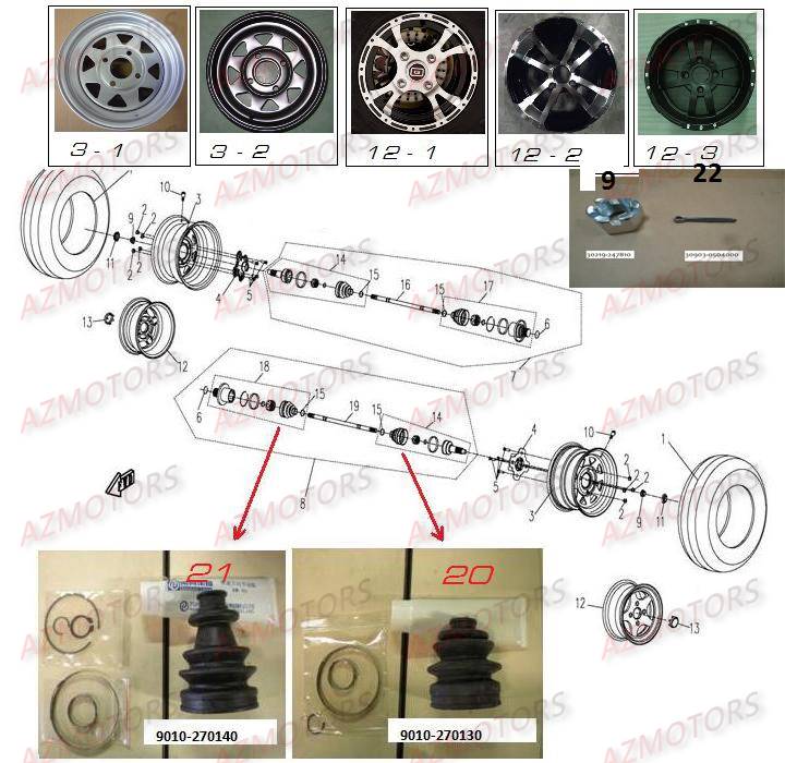 Roue Arriere CFMOTO Pièces Origine CFMOTO CF500-2_2A TERRAFOREST