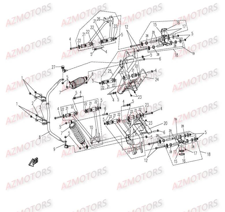 Suspension Arriere CFMOTO Pièces Origine CFMOTO CF500-2_2A TERRAFOREST