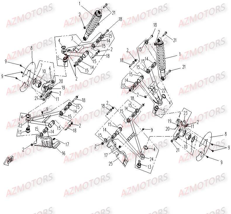 Suspension Avant CFMOTO Pièces Origine CFMOTO CF500-2_2A TERRAFOREST