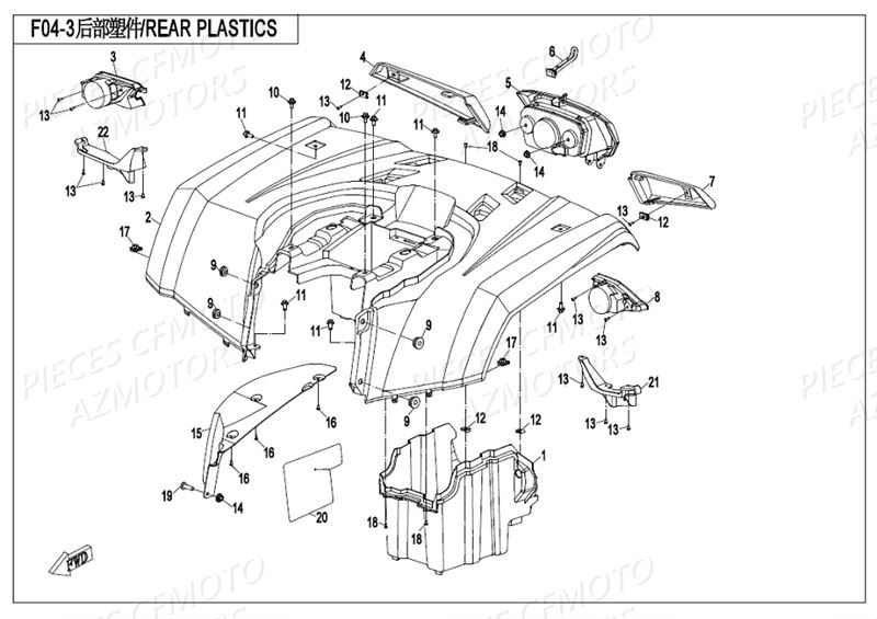CARENAGES ARRIERE AZMOTORS CFORCE520S