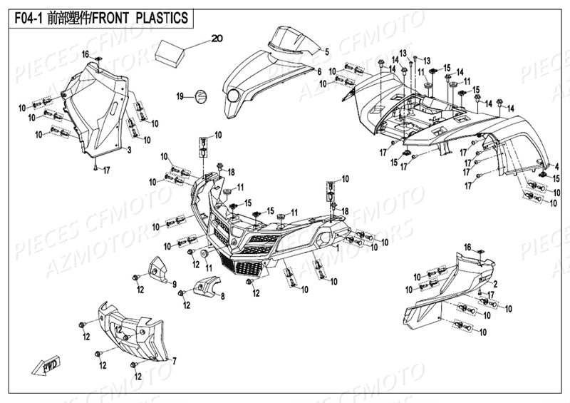 CARENAGES AVANT AZMOTORS CFORCE520S