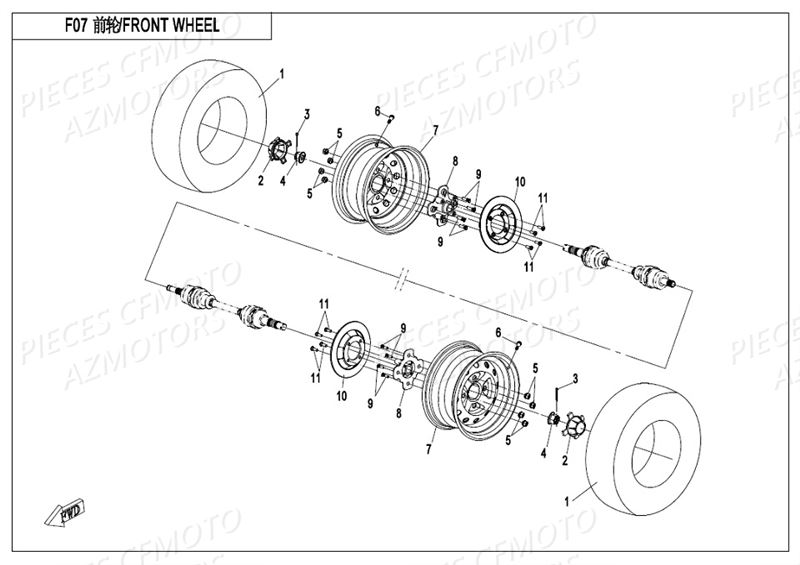 ROUES AVANT AZMOTORS CFORCE520S