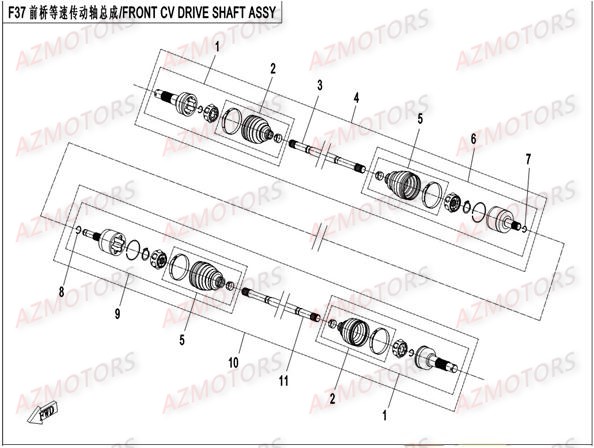 CARDAN AVANT AZMOTORS CFORCE550