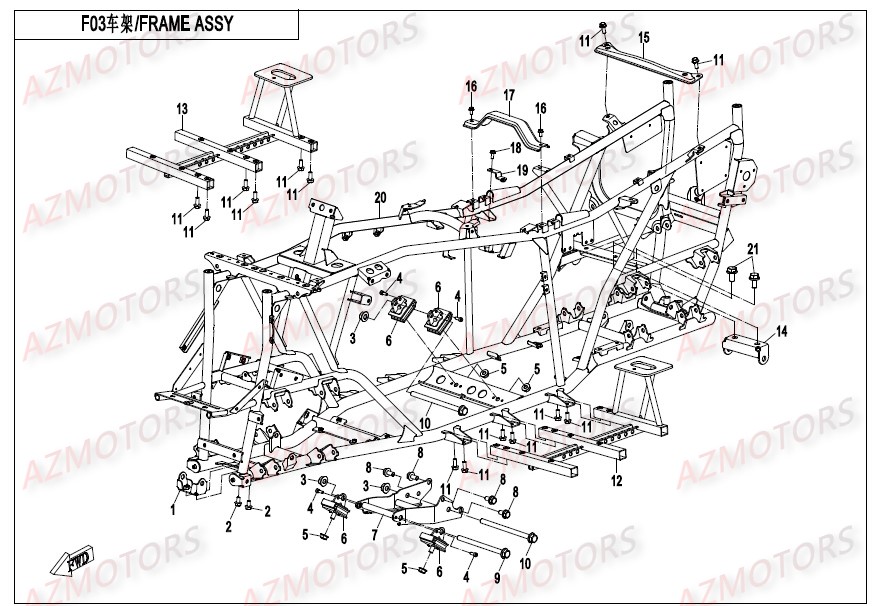 CHASSIS pièces CFMOTO neuves Pièces Origine CFMOTO CFORCE 550 pièces