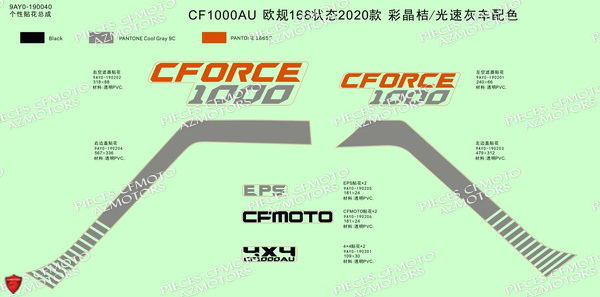 Kit Deco 2020 Crystal Orange Ghost Grey CFMOTO Pièces Origine CFMOTO CFORCE 1000 EPS L7E (2020)