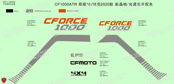 KIT DECO 2020 CRYSTAL ORANGE GHOST GREY CFMOTO CFORCE 1000 EPS T3