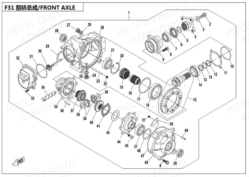 PONT AVANT DETAIL AZMOTORS CFORCE 450 L7E