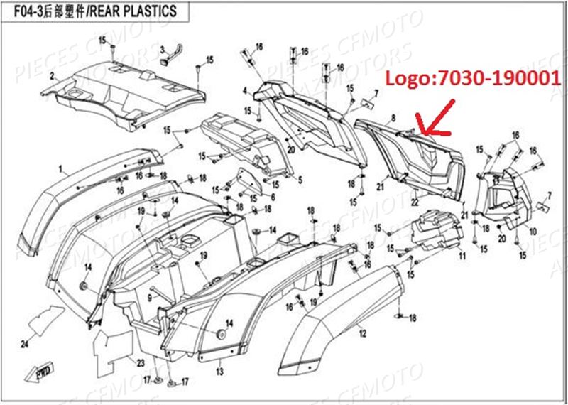 CARENAGES ARRIERE AZMOTORS CFORCE 550