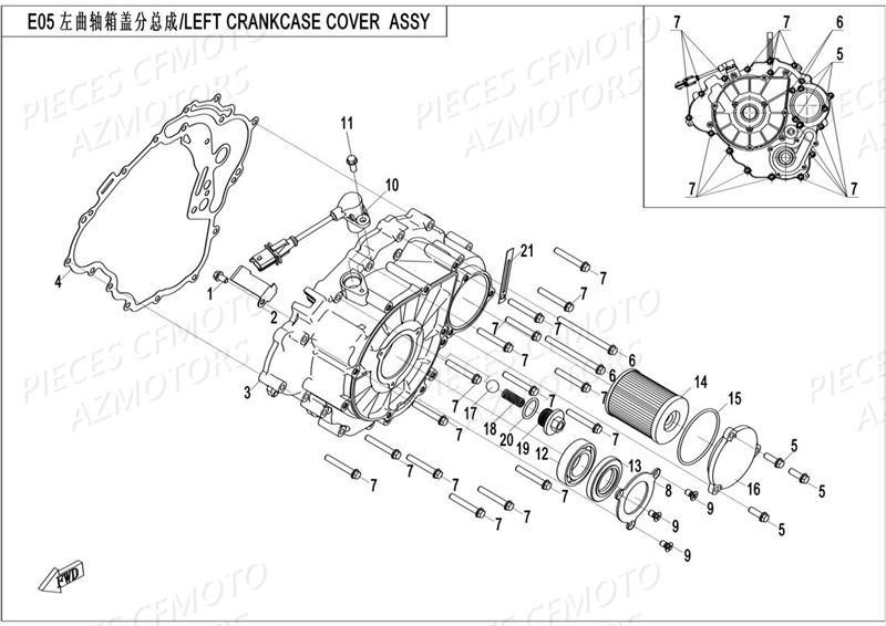 COUVERCLE CARTER GAUCHE AZMOTORS CFORCE 550