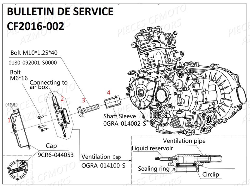Kit Reparation Moteur CFMOTO Pièces Origine CFMOTO CFORCE 550 (2016)