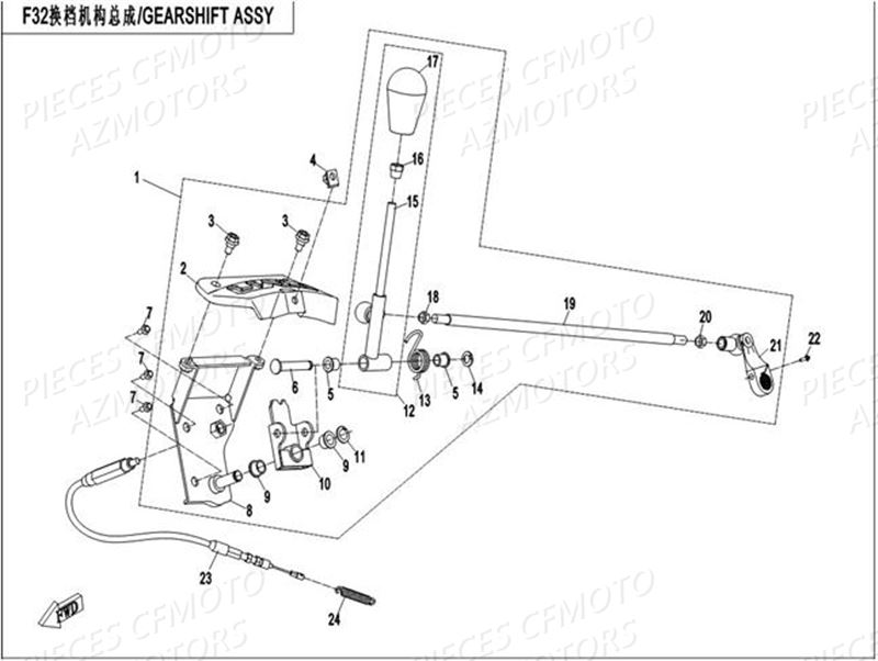 LEVIER DE VITESSES AZMOTORS CFORCE 550