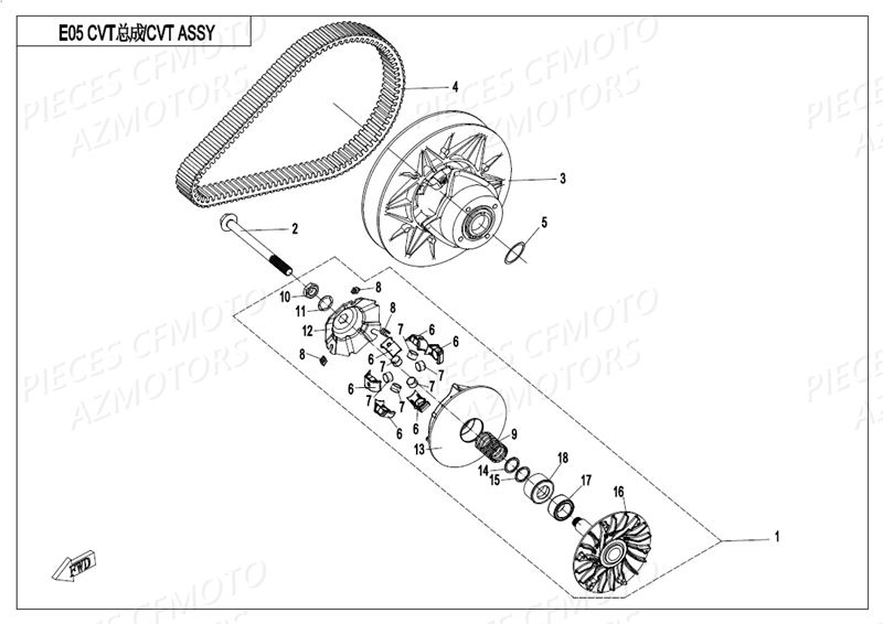 COURROIE VARIATEUR AZMOTORS CFORCE 550 L7E