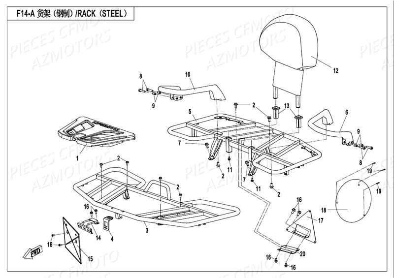 PORTES BAGAGES AZMOTORS CFORCE 550 L7E